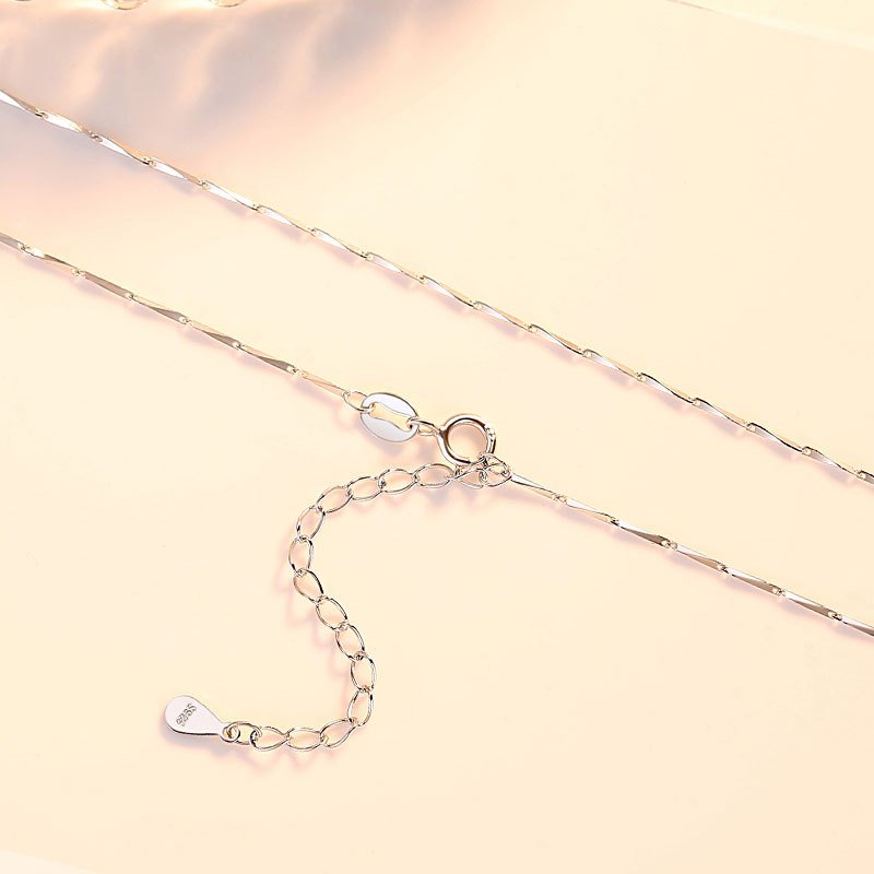 Wholesale Fashion Jewelry S925 Sterling Silver plated White Gold Melon seed/Ingot/Water wave/Box/Cross Chain Necklace For Women