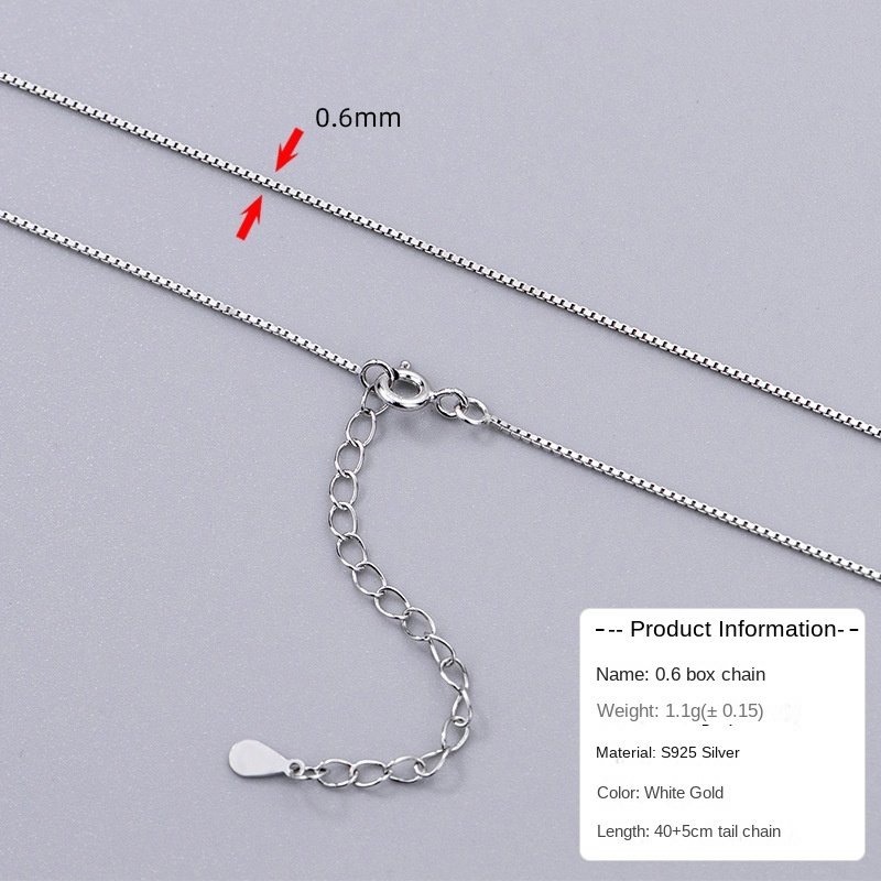 Wholesale Fashion Jewelry S925 Sterling Silver plated White Gold Melon seed/Ingot/Water wave/Box/Cross Chain Necklace For Women