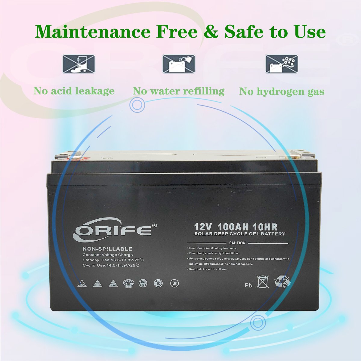 ORIFE 99.994% lead ingot deep cycle agm sealed sla gel 12v 100ah 10hr lead acid battery