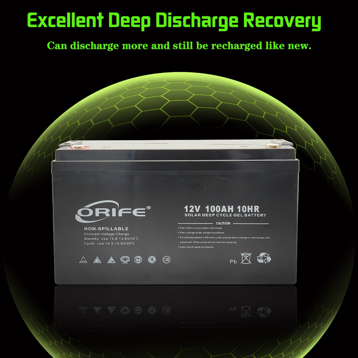 ORIFE 99.994% lead ingot deep cycle agm sealed sla gel 12v 100ah 10hr lead acid battery