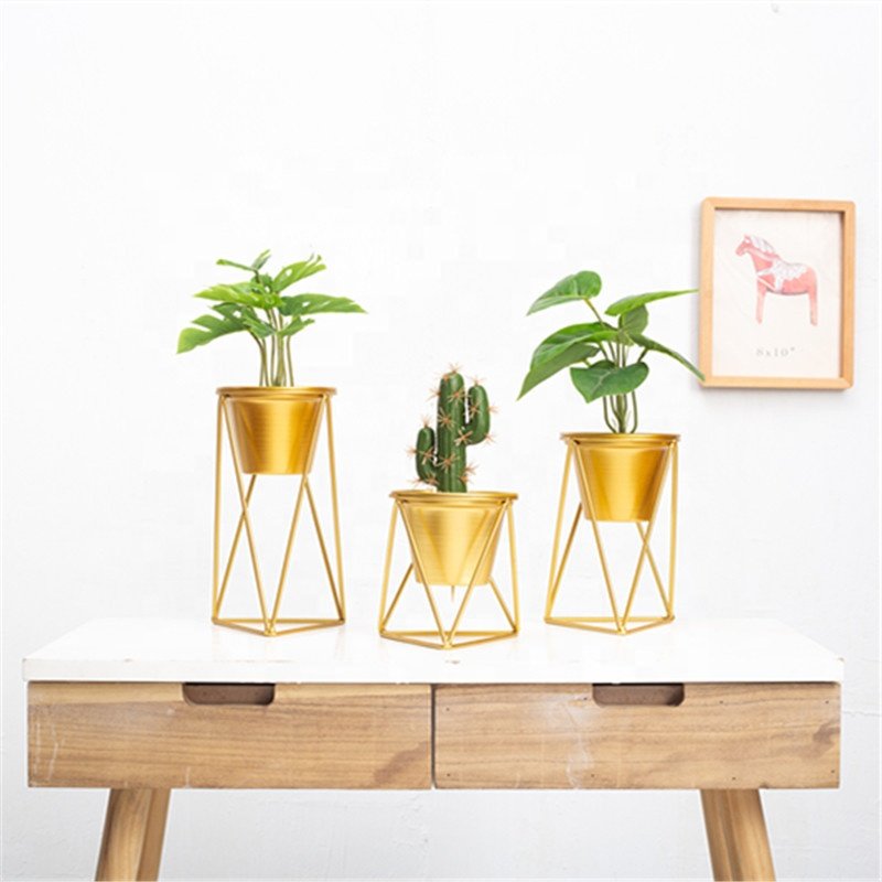 Modern wrought Metal Iron Plant Stand Floor Flower Pot Holder Rack Planter Supports Golden for living room