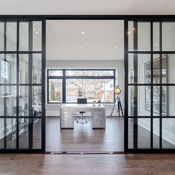 Custom Made French Style Interior Wrought Iron Steel Sliding Barn Door Steel Window