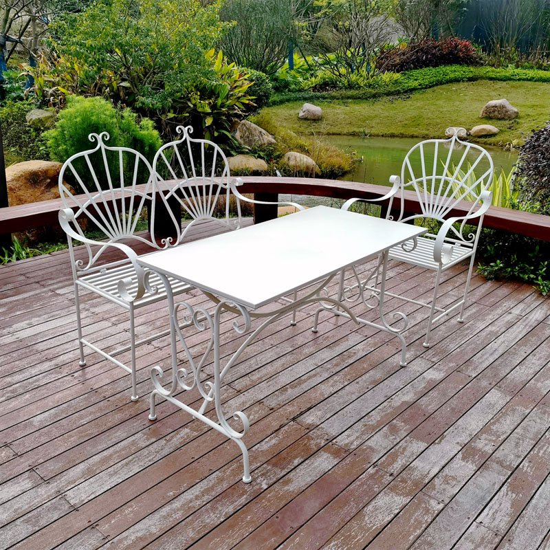 Vintage Metal Garden Outdoor Folding Chairs Bench Seating Wrought Iron Benches