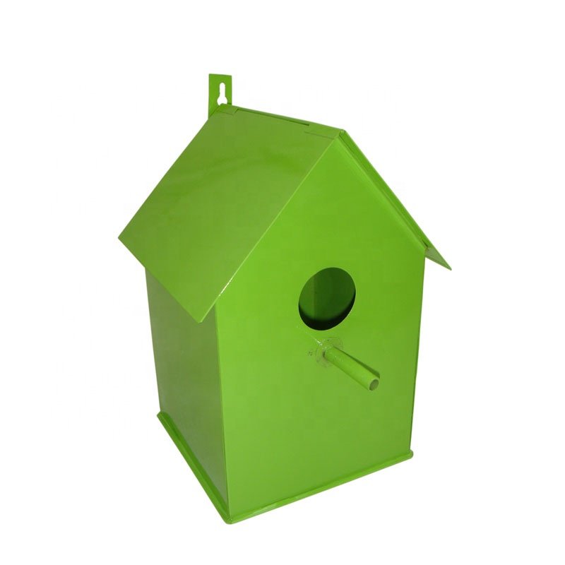 Pet Products Best Seller Iron Bird Feeder Wall Hanging Hut Shaped Grey Wash Colour New Style Per Bowls And Feeders In Bulk