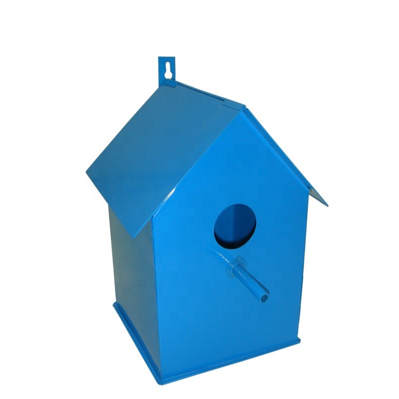 Pet Products Best Seller Iron Bird Feeder Wall Hanging Hut Shaped Grey Wash Colour New Style Per Bowls And Feeders In Bulk