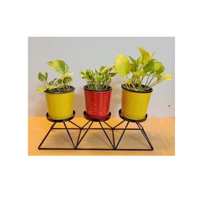 Home decoration flower pots & planter stand with golden color for handicraft item matte golden planters & stand for sale