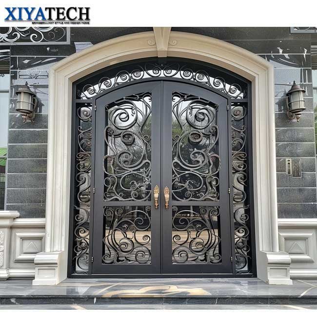 XIYATECH Professional Customization Factory Price Easy-installed Flat Exterior Door Exterior Iron French Doors Wrought Iron Door