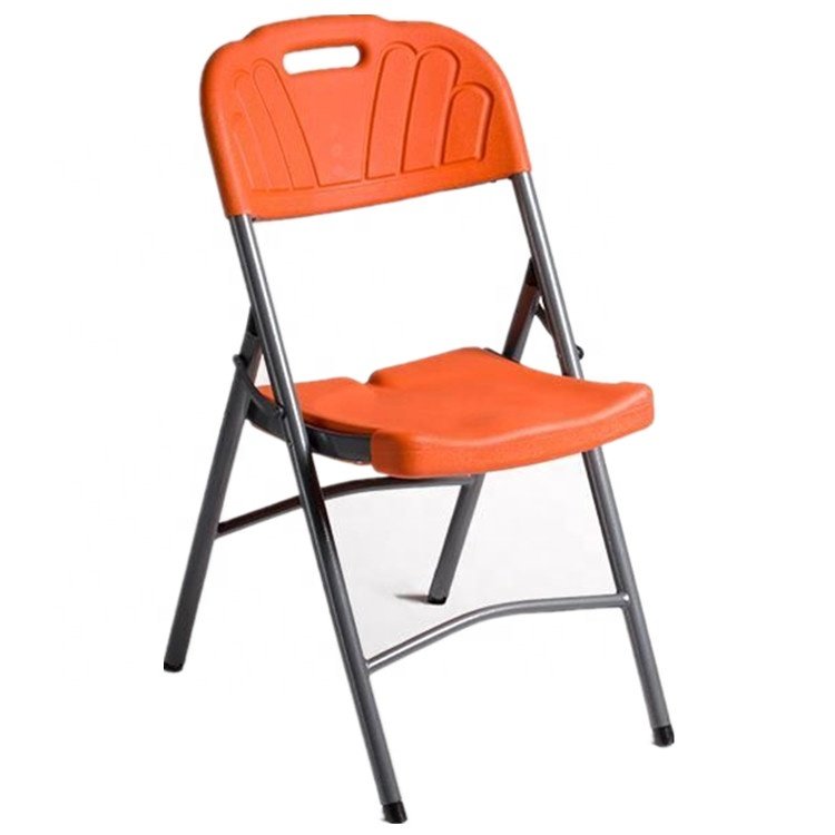 Modern blow molding design iron tube fram folding plasti chairs