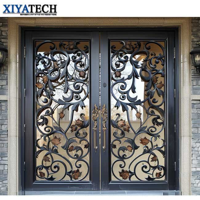 XIYATECH European Security Home Single Double Main Entrance Front Entry Wrought Iron Door Price
