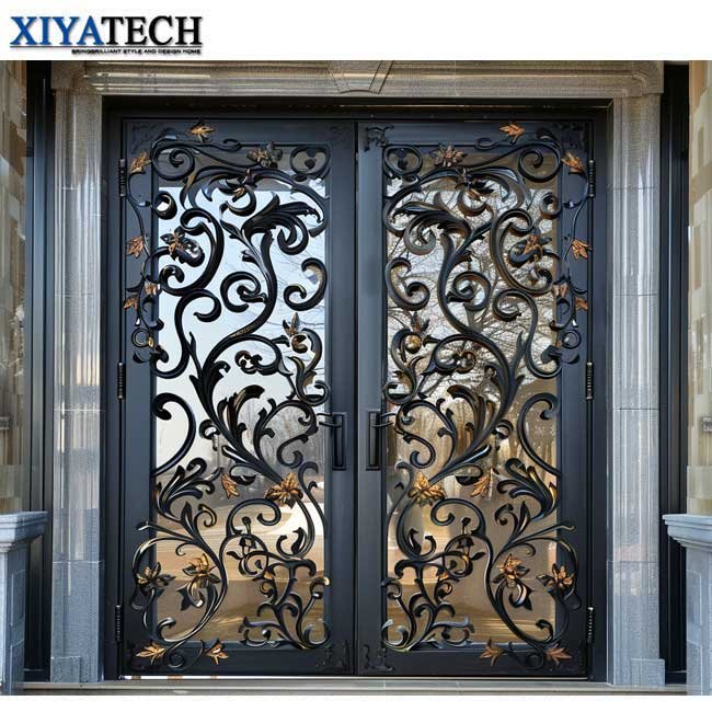 XIYATECH European Security Home Single Double Main Entrance Front Entry Wrought Iron Door Price