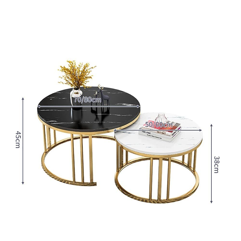 Nordic Simple Metal Modern Marble Round Slate Iron Light Luxury Tea Living Room coffee Table set