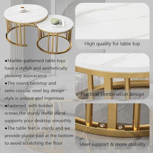 Nordic Simple Metal Modern Marble Round Slate Iron Light Luxury Tea Living Room coffee Table set