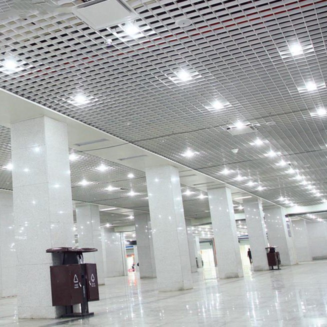 2024 Metal Iron Suspended Ceiling Office Panel Design Aluminum Decorative Metal Grille Ceiling Panels Aluminium Open Cell Panel
