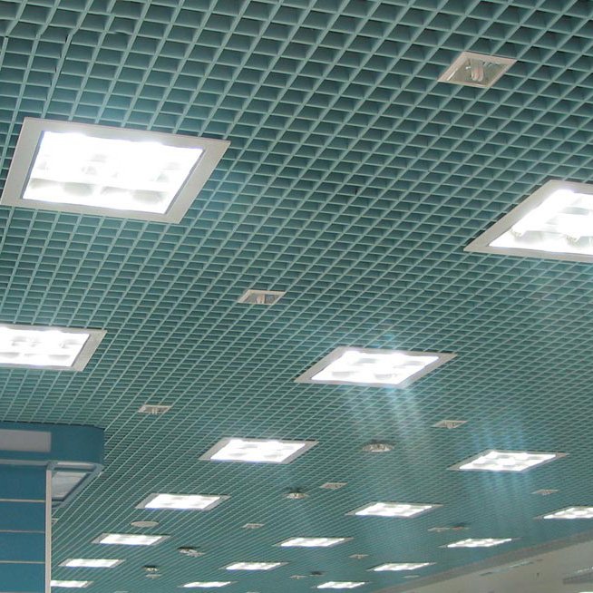 2024 Metal Iron Suspended Ceiling Office Panel Design Aluminum Decorative Metal Grille Ceiling Panels Aluminium Open Cell Panel