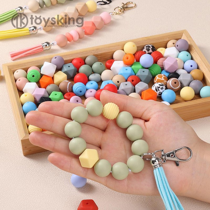 Silicone beads baby teether 15mm candy color silicone toys handmade jewelry accessories with chain protection Parcel wholesale