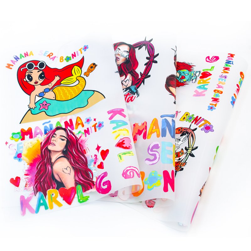High Quality Ready To Press Manana Singer Pattern Reflective Heat Transfer Vinyl Iron On Transfers For Clothes Tshirts