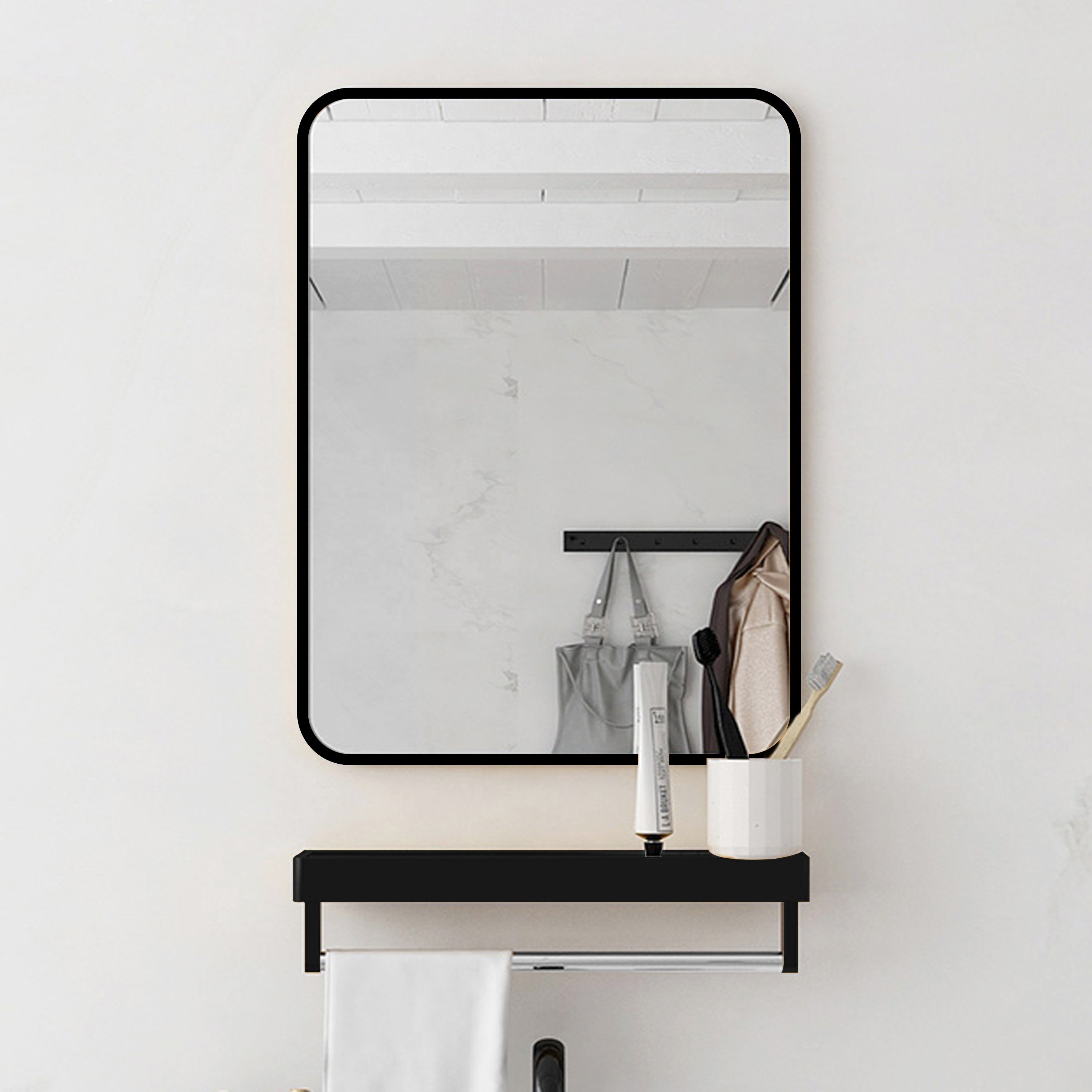 Modern 20*28 Inch Big Size Water Proof Iron Powder Coating Bathroom Mirror