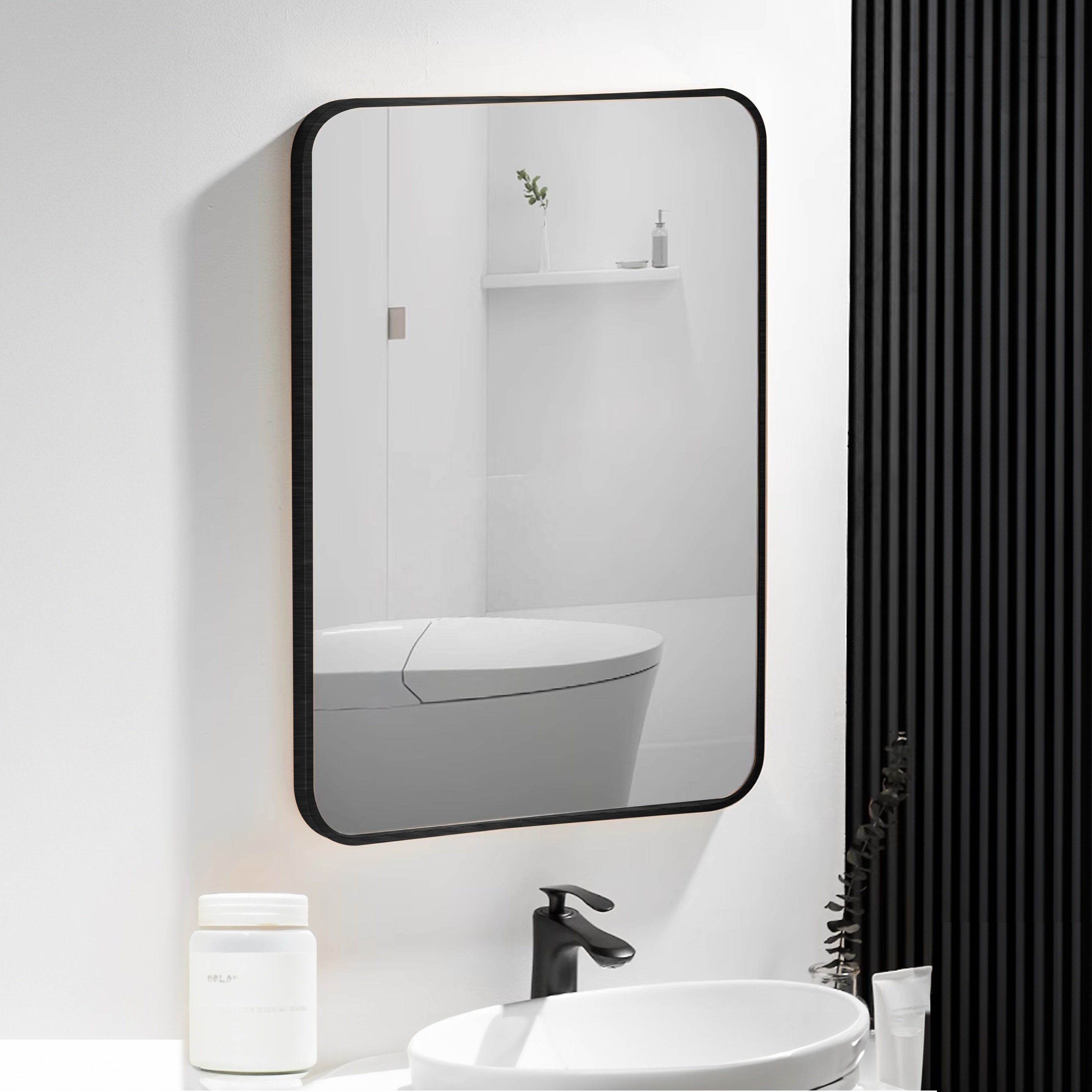 Modern 20*28 Inch Big Size Water Proof Iron Powder Coating Bathroom Mirror