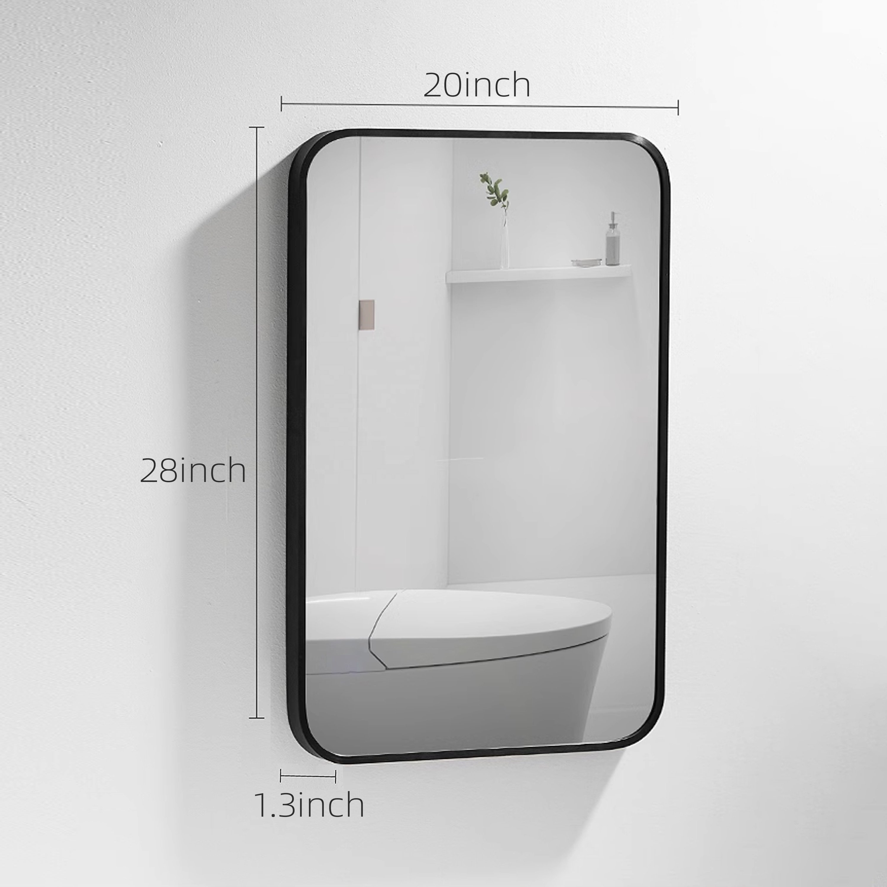 Modern 20*28 Inch Big Size Water Proof Iron Powder Coating Bathroom Mirror