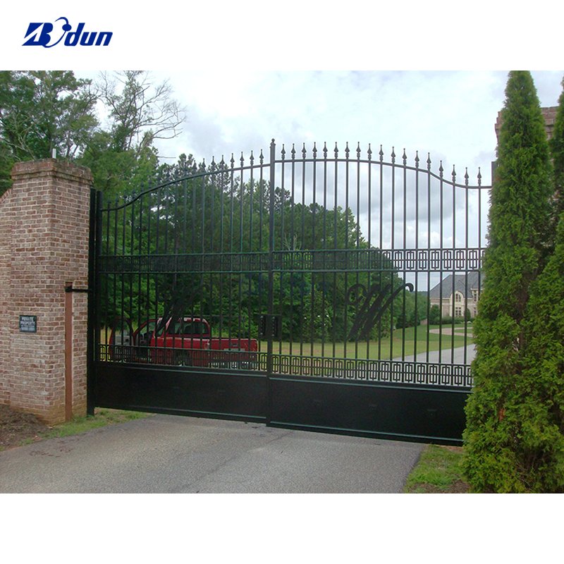 aluminum iron steel entrance gate modern swing sliding folding automatic opening fancy entry driveway outdoor gate