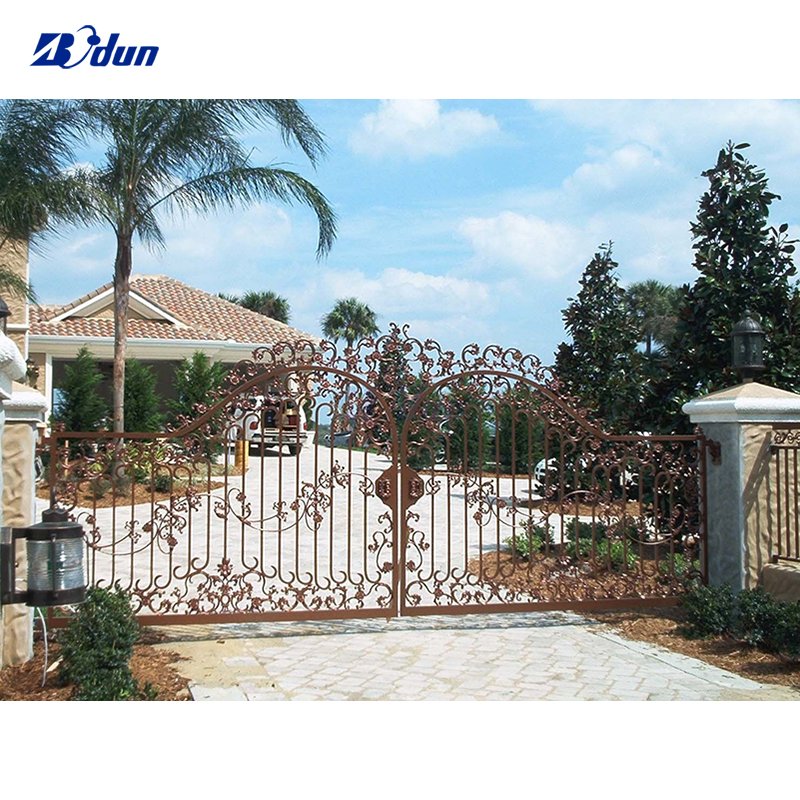 aluminum iron steel entrance gate modern swing sliding folding automatic opening fancy entry driveway outdoor gate