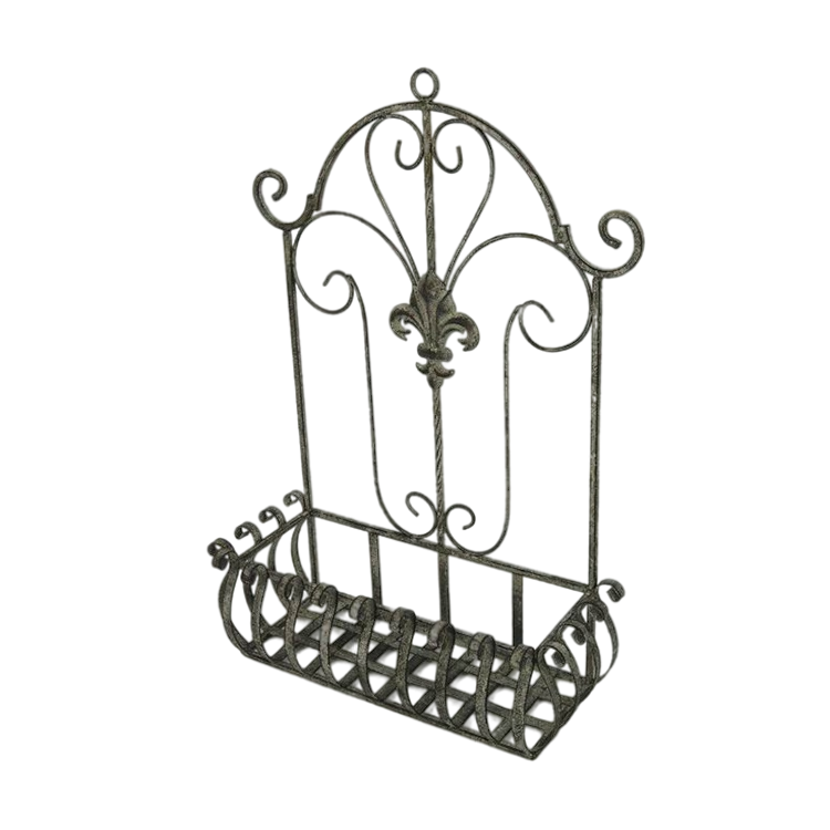 Large Vintage Metal Wall-Mounted Planter Wrought Iron Holder for Hanging Metallic Wire Flower Pot for Home Garden Holiday