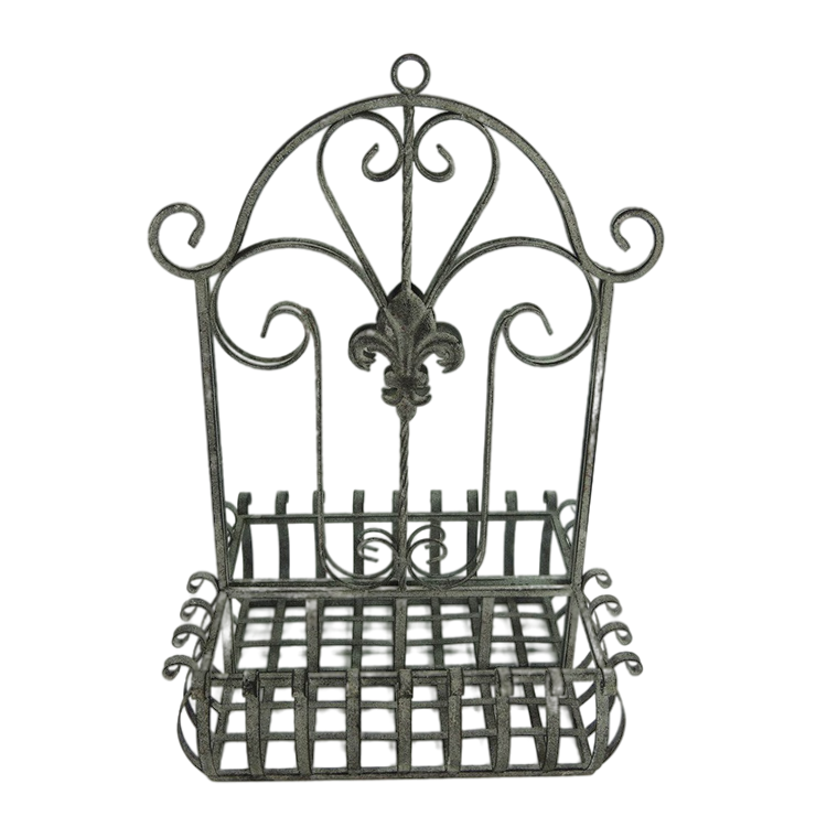 Large Vintage Metal Wall-Mounted Planter Wrought Iron Holder for Hanging Metallic Wire Flower Pot for Home Garden Holiday