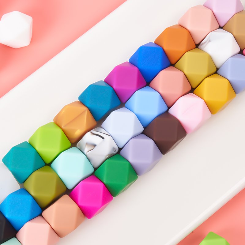 hot selling cheap unique item Eco-friendly durable custom 17mm silicone hexagon beads jewelry bead DIY necklaces