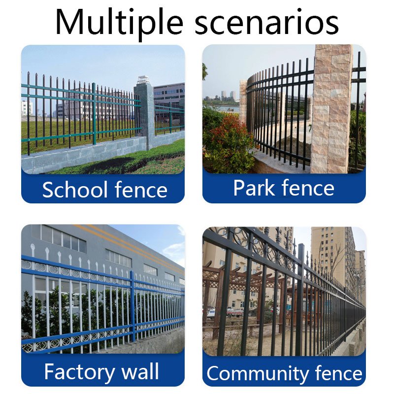Factory Direct Black Galvanized Steel Metal Iron Powder Coating Garden Fence driveway gate villa swing gates special design