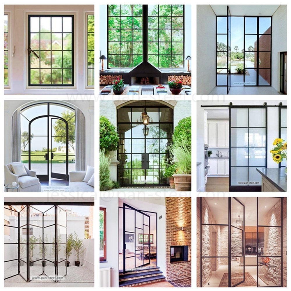 Iron Steel Patio Single Door Design Lowes Factory Customization Double Glass Foldable Swing Graphic Design Traditional Pan Steel