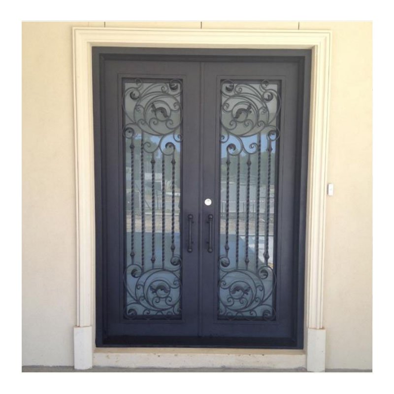 Copper wrought iron exterior front double doors for villa entry door