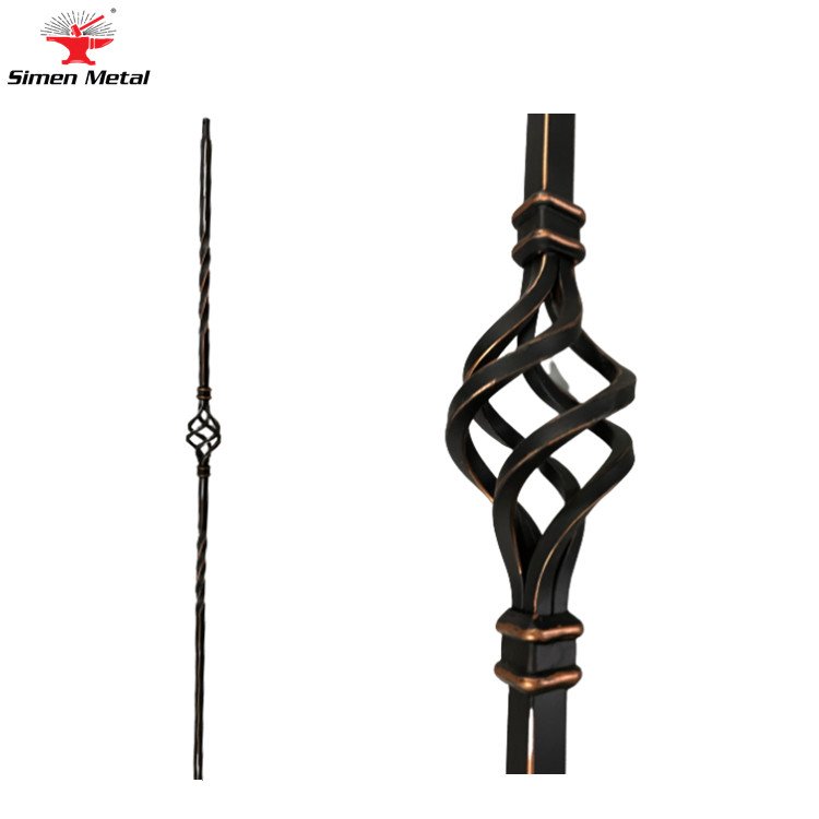 Indoor Satin Black 1/2" Hollow Iron Big Long Basket Balusters Iron Stair Knuckle Spindles For Canada USA