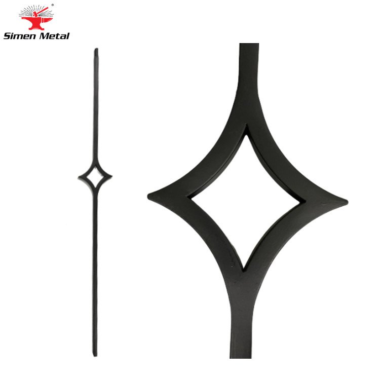 Indoor Satin Black 1/2" Hollow Iron Big Long Basket Balusters Iron Stair Knuckle Spindles For Canada USA