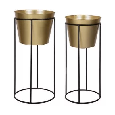 Nordic Modern Indoor Metal Planters in Orange and White, Wholesale Bulk, with Stands for Big/Large Garden Plant Flower Pots