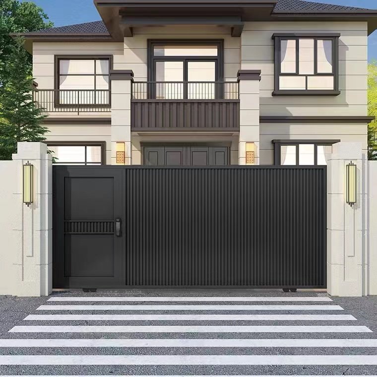 Outside decoration black entrance double stainless steel door design wrought iron house front home door main entrance doors