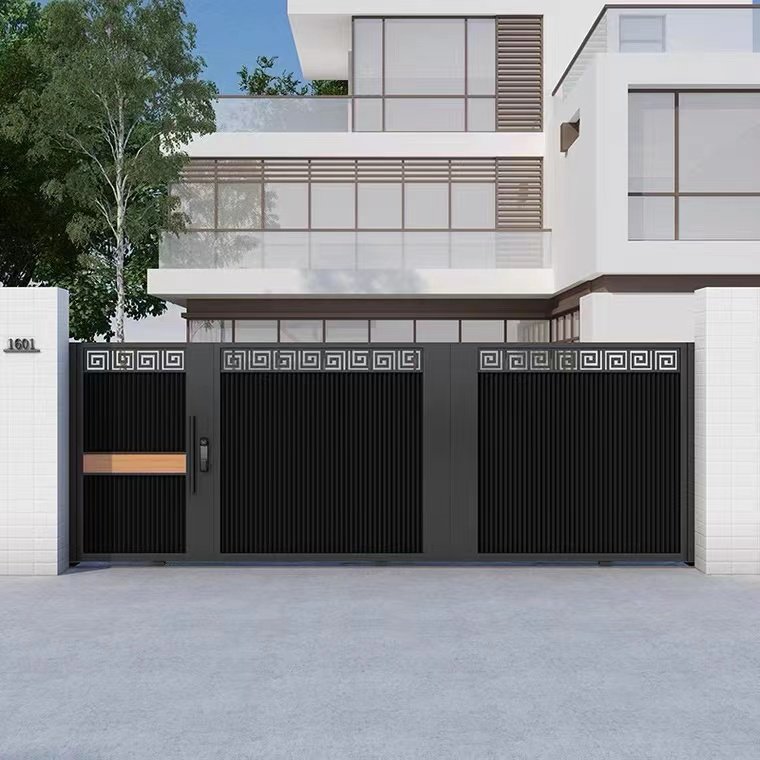 Outside decoration black entrance double stainless steel door design wrought iron house front home door main entrance doors