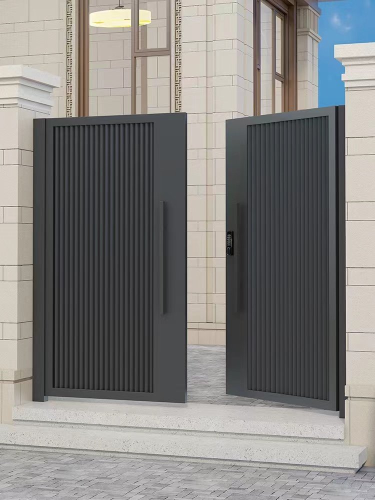 Outside decoration black entrance double stainless steel door design wrought iron house front home door main entrance doors
