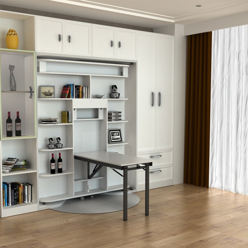 Multipurpose Space-Saving Revolving Silence Vertical Murphy Bed Folding Swivel Rotate Hidden Wall bed mechanism with desk table