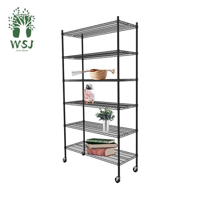 6 Tiers Chrome and Powder Light Duty Household adjustable home storager ack spice Wire Shelving 1170*460*2080