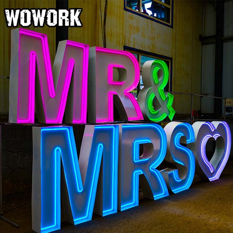 2024 WOWORK 3D ins style wedding decoration letter neon collapsible neon frame birthday number for party decoration