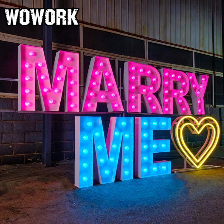 2024 WOWORK 3D ins style wedding decoration letter neon collapsible neon frame birthday number for party decoration
