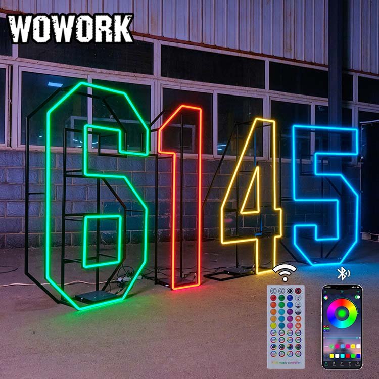 2024 WOWORK outdoor light up RGB infinity mirror letter giant led party lighting 4ft 5ft marquee numbers for birthday party