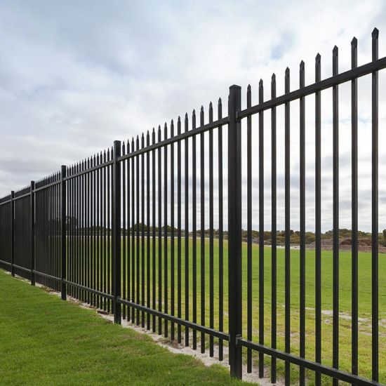Good price wrought iron fence panels black powder coated steel fence modern newly design steel picket fence for outdoor