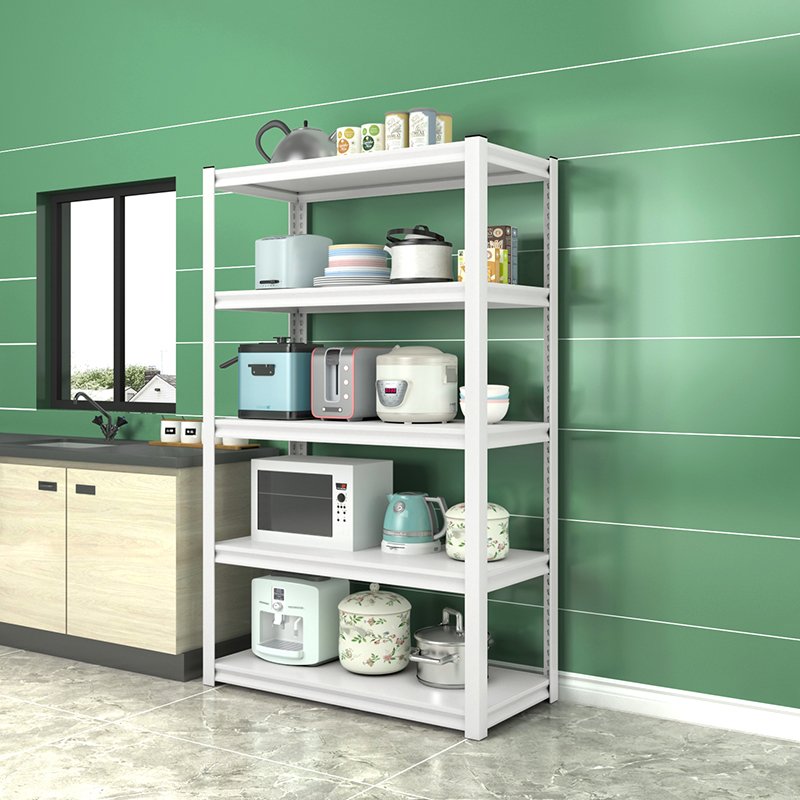 Morgie Hot selling garage home warehouse metal iron rack boltless white storage shelves