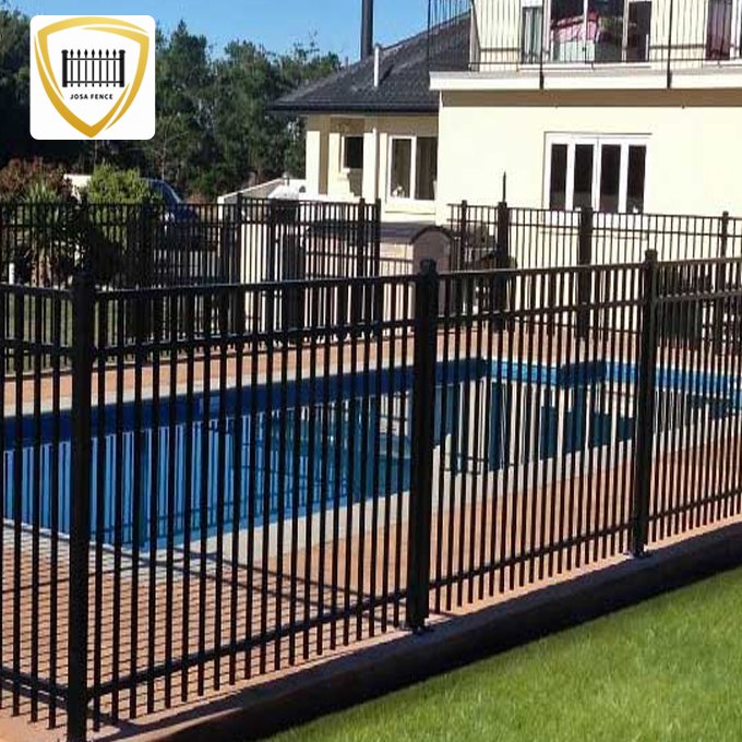 Wholesale cheap galvanized steel pool fencing galvanized steel ground stakes fence steel fence with double top rail