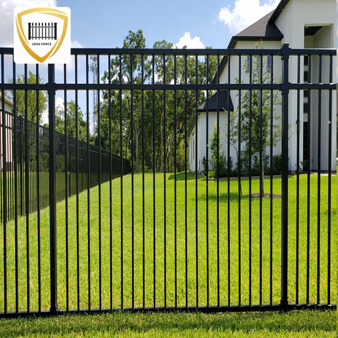 Wholesale cheap galvanized steel pool fencing galvanized steel ground stakes fence steel fence with double top rail
