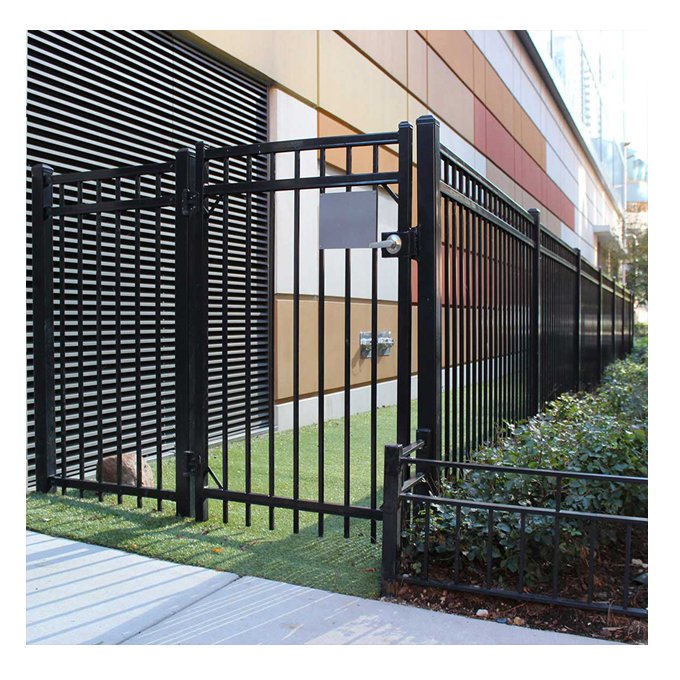 Wholesale cheap galvanized steel pool fencing galvanized steel ground stakes fence steel fence with double top rail