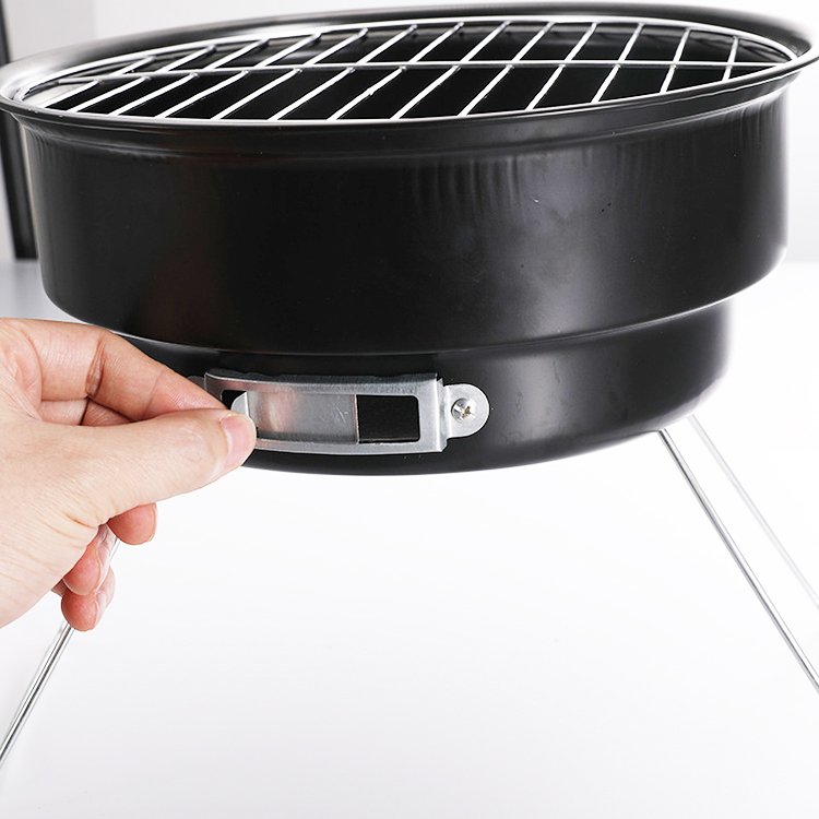 Mini Round Indoor Portable Barbecue Grill Folding Charcoal Portable Charcoal Grill for Outdoor Grilling With Cooler Bag