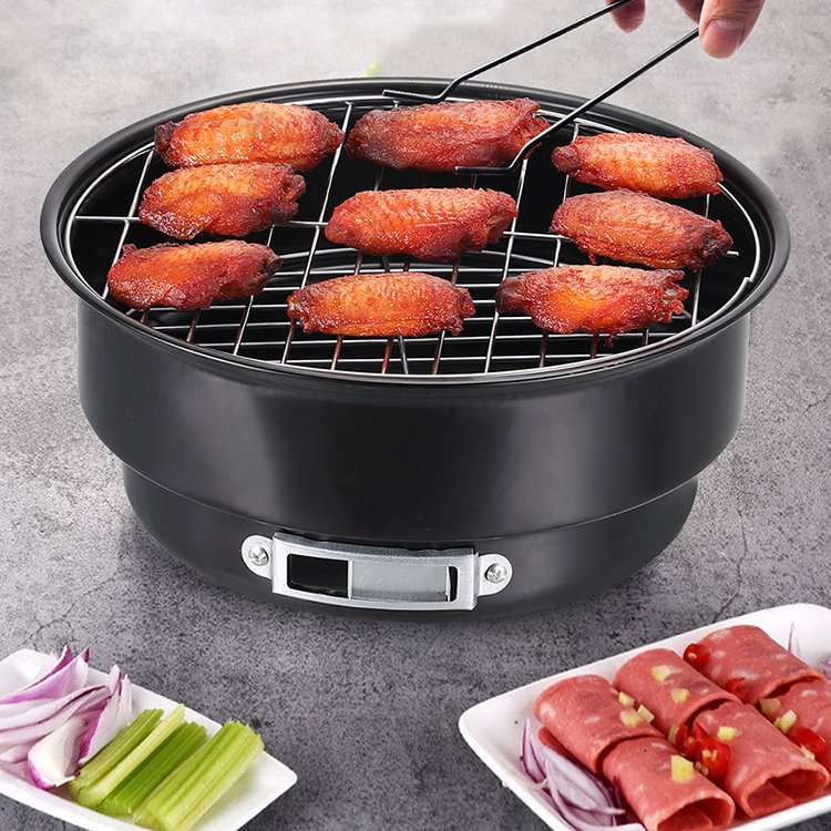 Mini Round Indoor Portable Barbecue Grill Folding Charcoal Portable Charcoal Grill for Outdoor Grilling With Cooler Bag