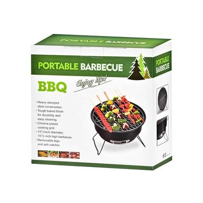 Mini Round Indoor Portable Barbecue Grill Folding Charcoal Portable Charcoal Grill for Outdoor Grilling With Cooler Bag
